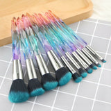 10pcs Crystal Makeup Brushes Powder Eyeshadow Colorful Beauty Cosmetic Brushes