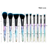 10pcs Crystal Makeup Brushes Powder Eyeshadow Colorful Beauty Cosmetic Brushes